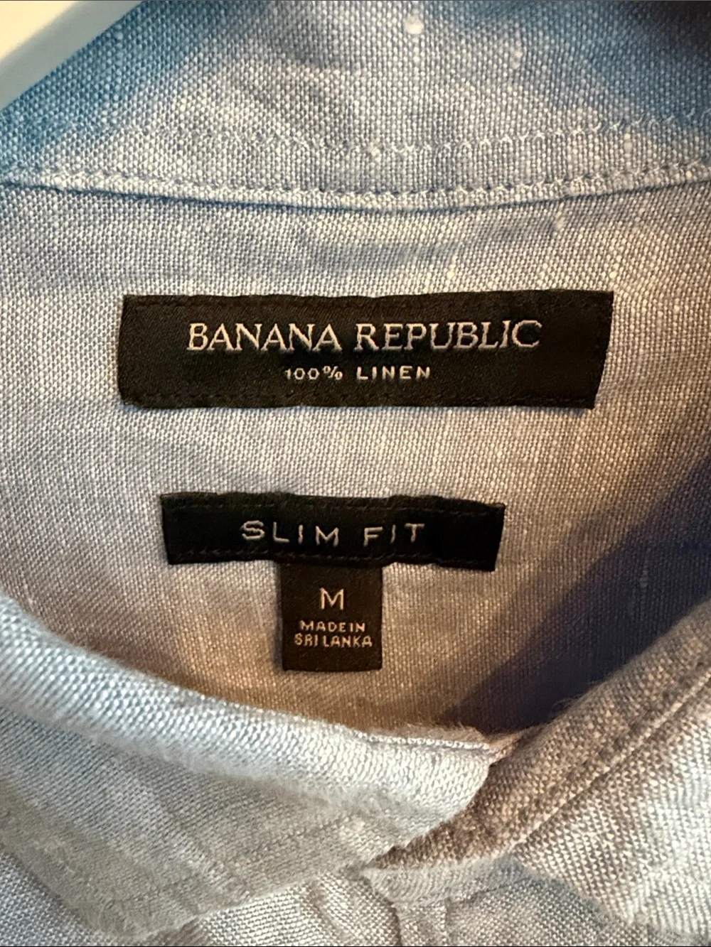 Banana Republic Blue Slim Fit Linen Long-Sleeve Button-Up Shirt Medium
